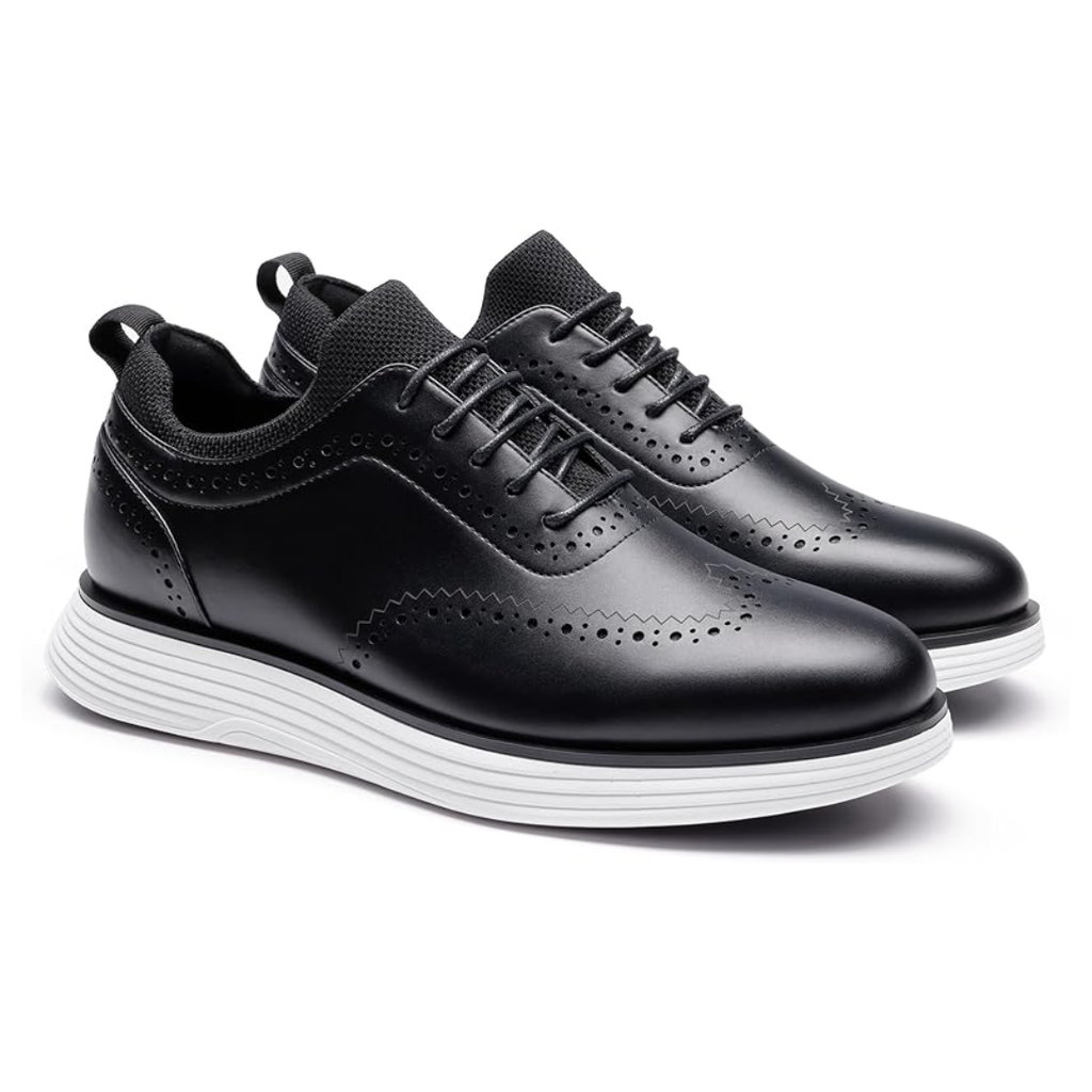 Scarpe Sneakers Eleganti da Uomo Nere Wingtip Brogue