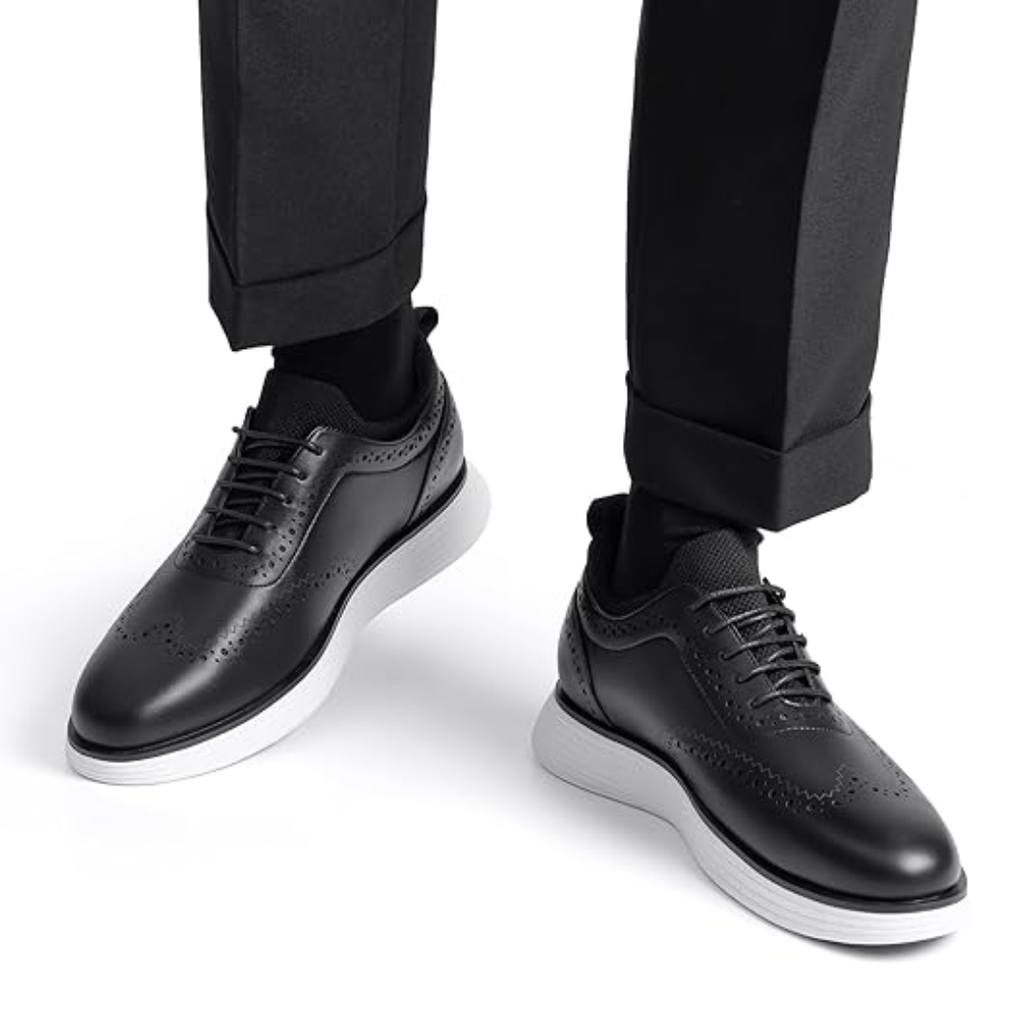 Scarpe Sneakers Eleganti da Uomo Nere Wingtip Brogue