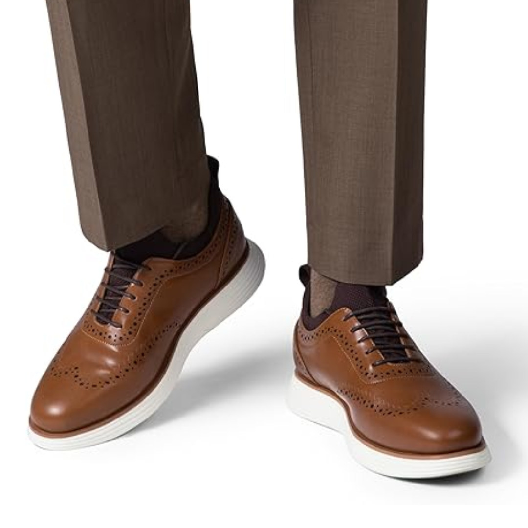 Sneakers Oxford Uomo Brogue Casual - Marrone Chiaro