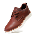 Sneakers Dress in Pelle Marrone con Suola in Gomma