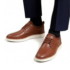 Sneakers Dress in Pelle Marrone con Suola in Gomma