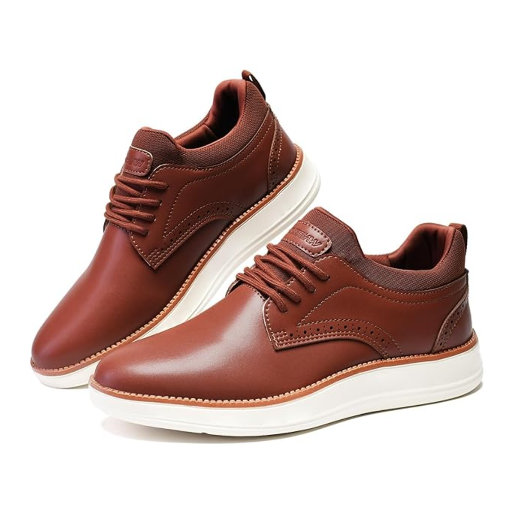 Sneakers Dress in Pelle Marrone con Suola in Gomma
