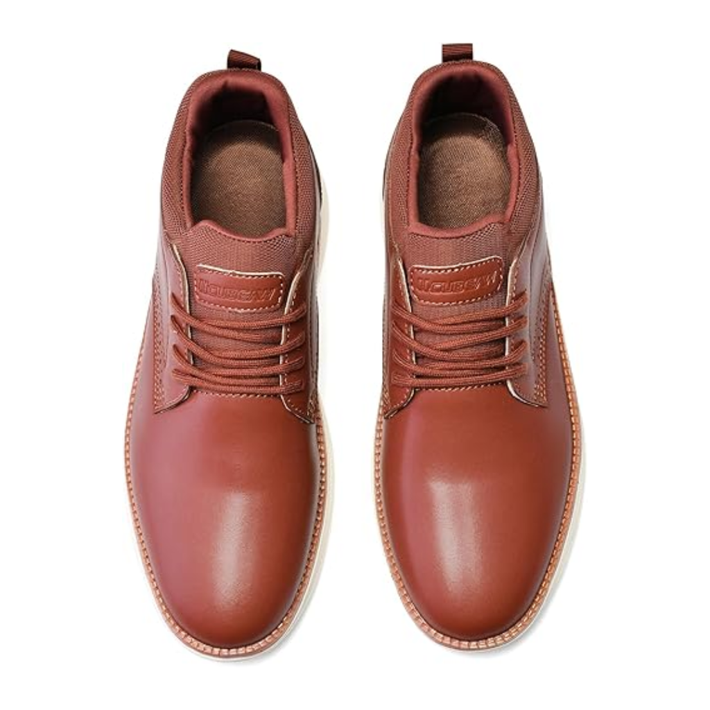 Sneakers Dress in Pelle Marrone con Suola in Gomma