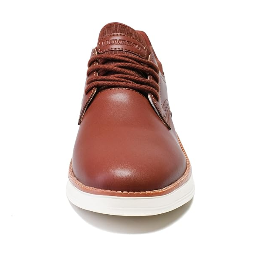 Sneakers Dress in Pelle Marrone con Suola in Gomma