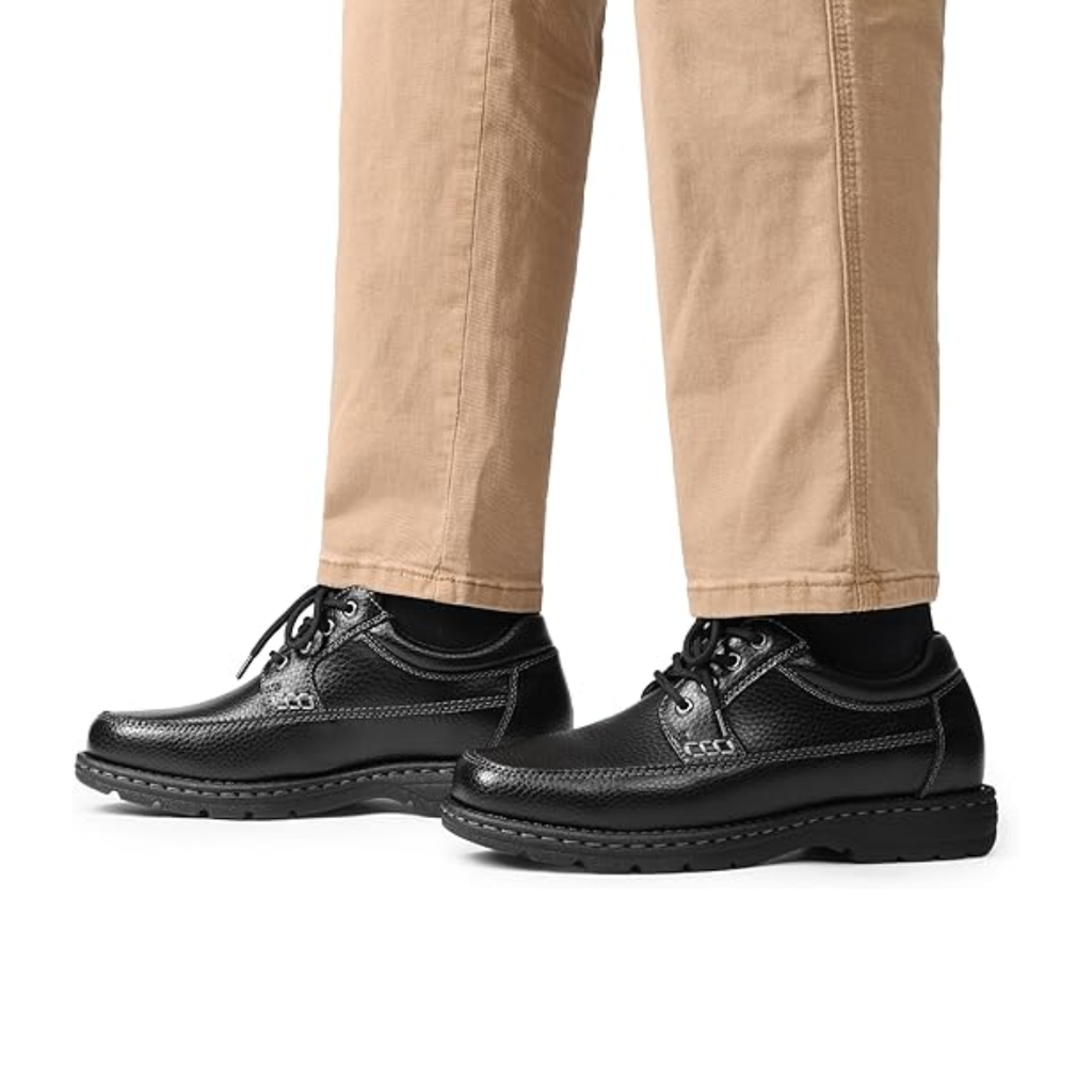 Scarpe Uomo Eleganti con Punta Quadrata in Pelle Nera