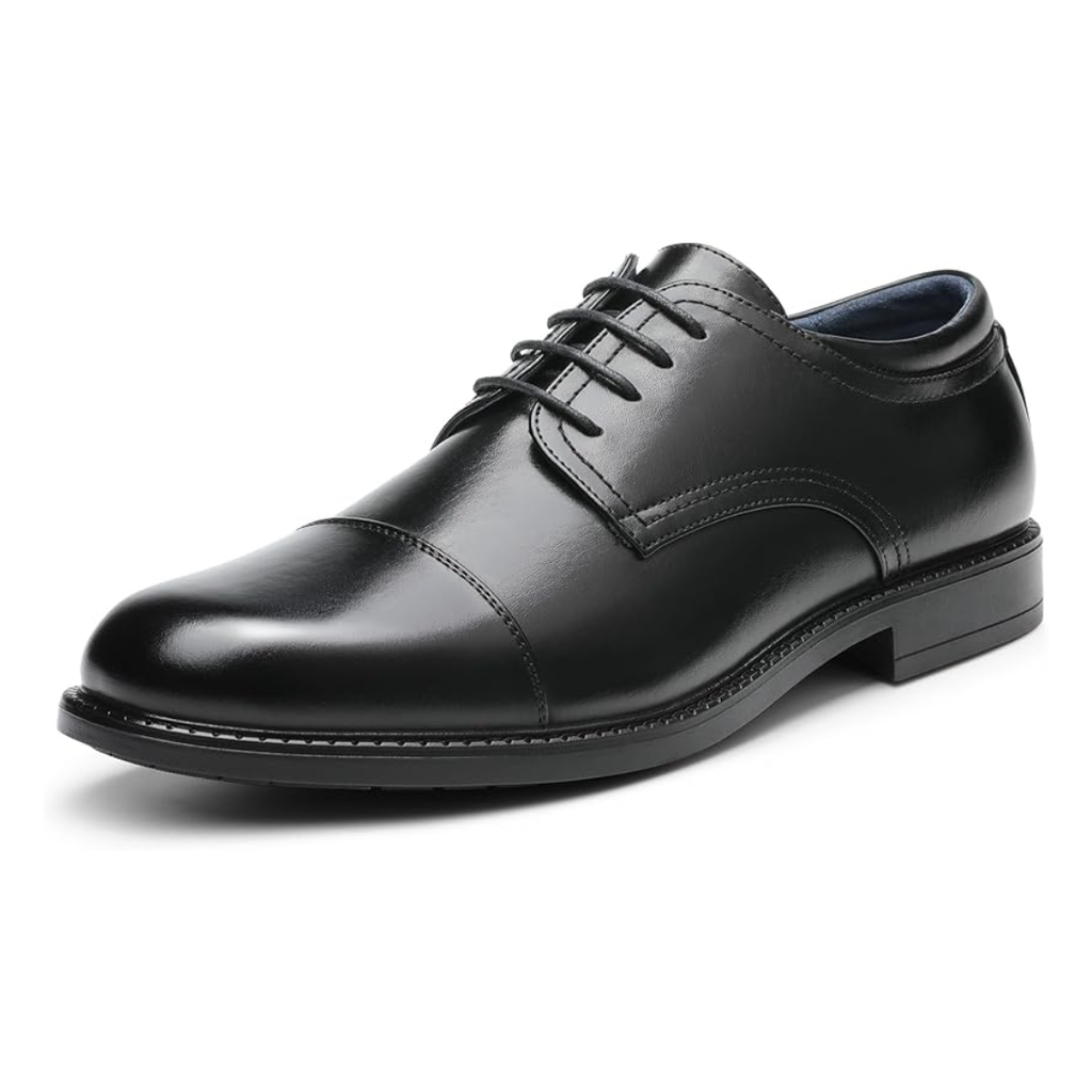 Stringate Classiche in Pelle Sintetica Nera, Suola TPE Antiscivolo