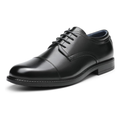 Stringate Classiche in Pelle Sintetica Nera, Suola TPE Antiscivolo
