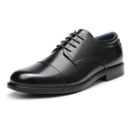 Stringate Classiche in Pelle Sintetica Nera, Suola TPE Antiscivolo