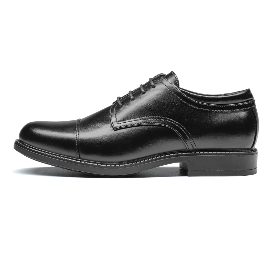 Stringate Classiche in Pelle Sintetica Nera, Suola TPE Antiscivolo