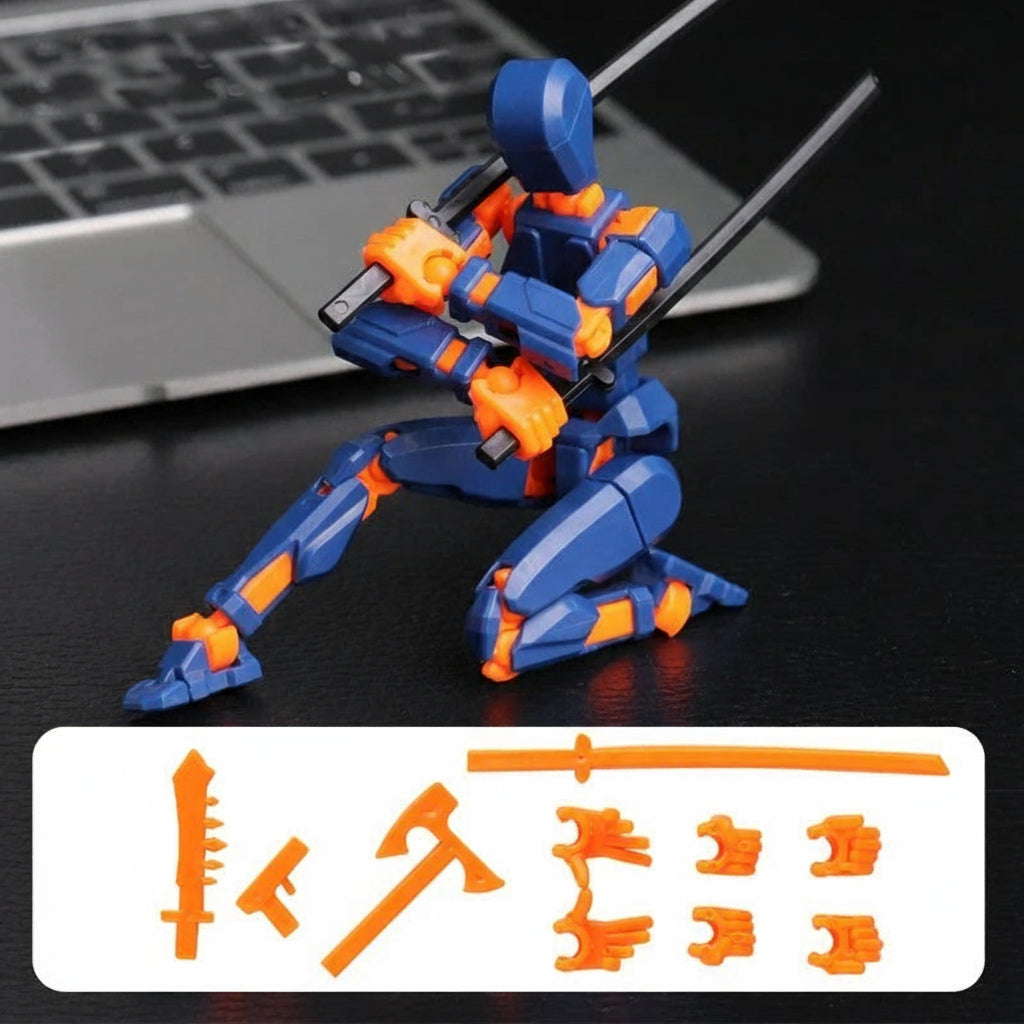Action figure mech stampata in 3D con articolazioni multiple