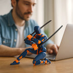 Action figure mech stampata in 3D con articolazioni multiple
