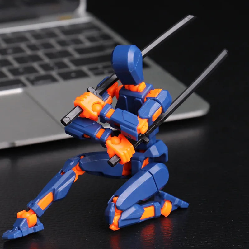Action figure mech stampata in 3D con articolazioni multiple