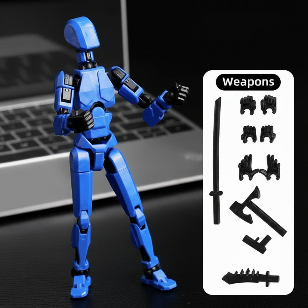 Action figure mech stampata in 3D con articolazioni multiple