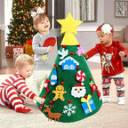 Albero di Natale in feltro fai-da-te per bambini con decorazioni staccabili