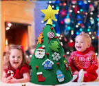Albero di Natale in feltro fai-da-te per bambini con decorazioni staccabili
