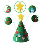 Albero di Natale in feltro fai-da-te per bambini con decorazioni staccabili