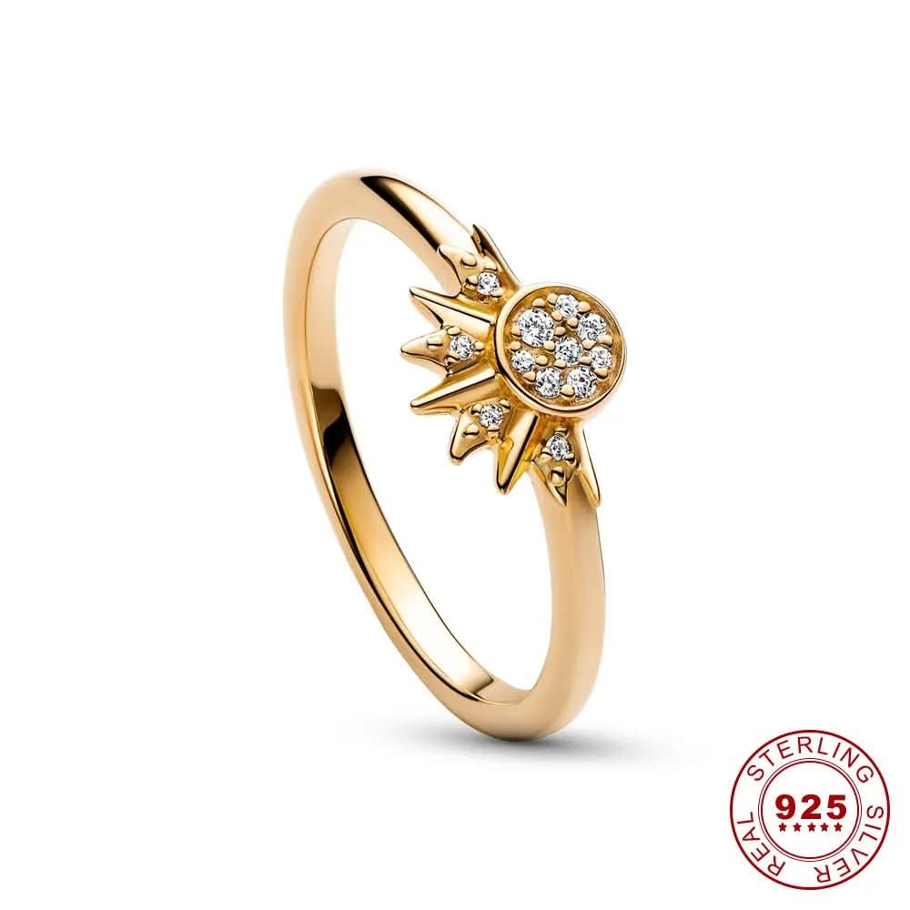Anello in argento 925 con design luna e sole