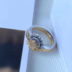 Anello in argento 925 con design luna e sole