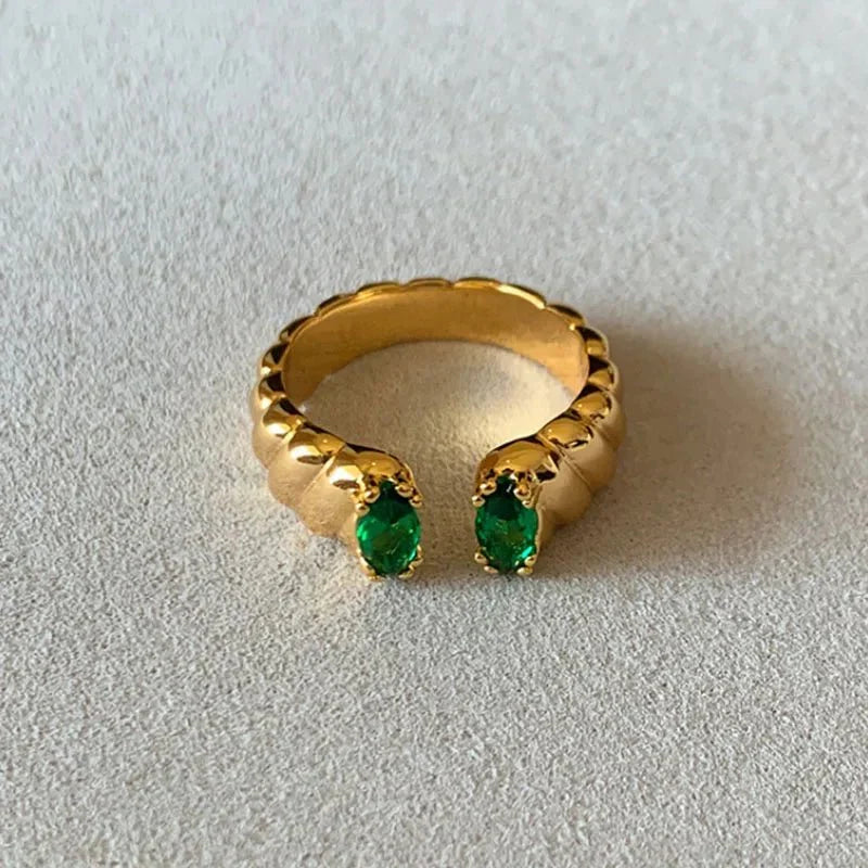Anello doppio con zirconi avvolgente