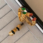 Anello doppio con zirconi avvolgente