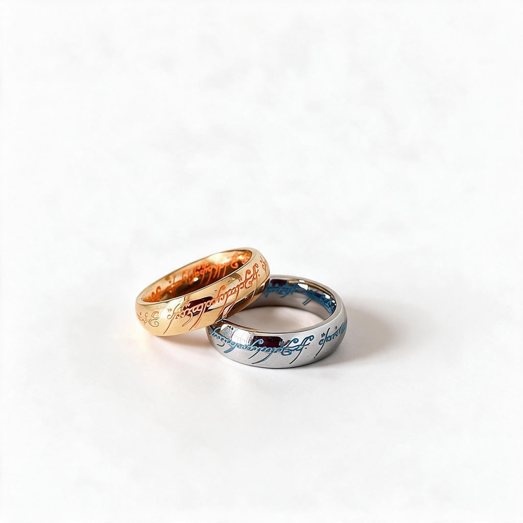 Anello fosforescente con incisione runica fantasy ipoallergenico senza nichel che assorbe la luce