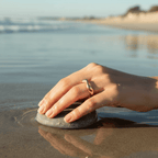 Anello regolabile in argento con motivo oceano