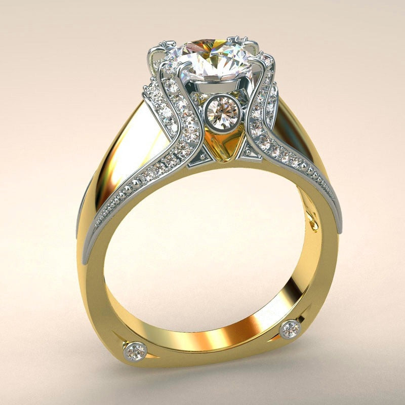 Anello vintage con pietre rosse e zirconi per donna