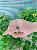 Anello vintage con pietre rosse e zirconi per donna
