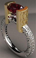 Anello vintage con pietre rosse e zirconi per donna
