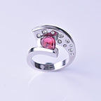 Anello vintage con pietre rosse e zirconi per donna