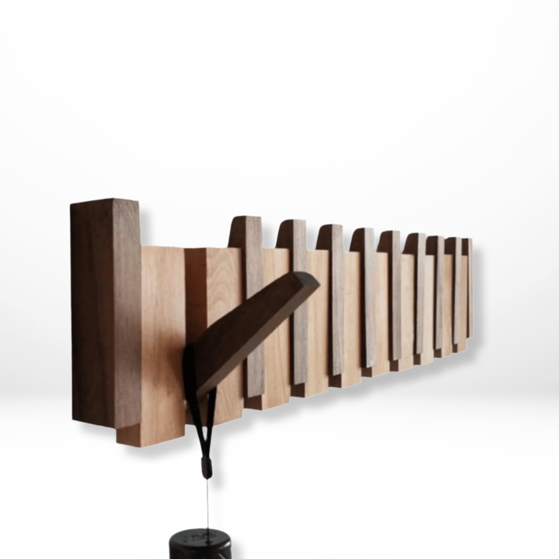 Appendiabiti a muro in legno con ganci pieghevoli