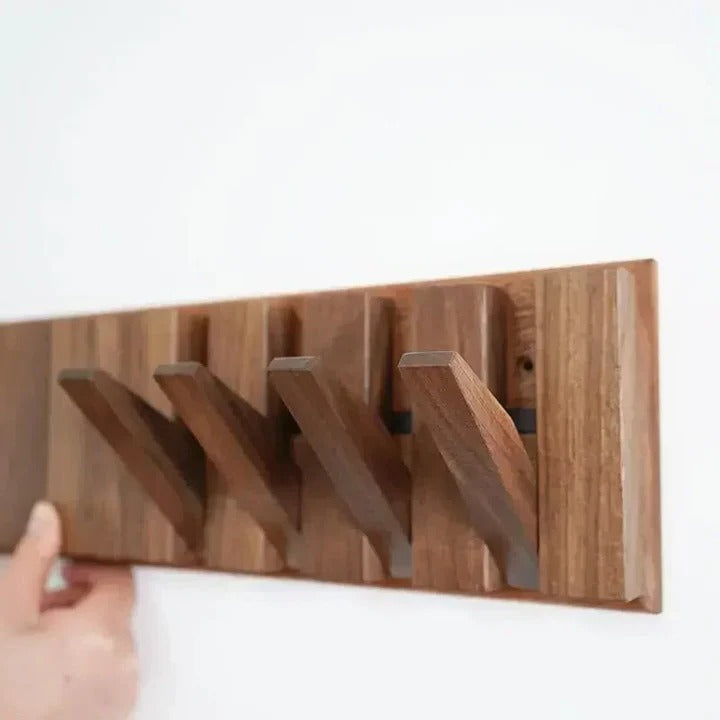 Appendiabiti da parete in legno con 4 o 6 ganci
