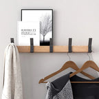 Appendiabiti da parete con ganci doppi regolabili – Linea nordica nera – Legno e alluminio – 40×7×7 cm