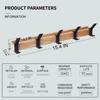 Appendiabiti da parete con ganci doppi regolabili – Linea nordica nera – Legno e alluminio – 40×7×7 cm