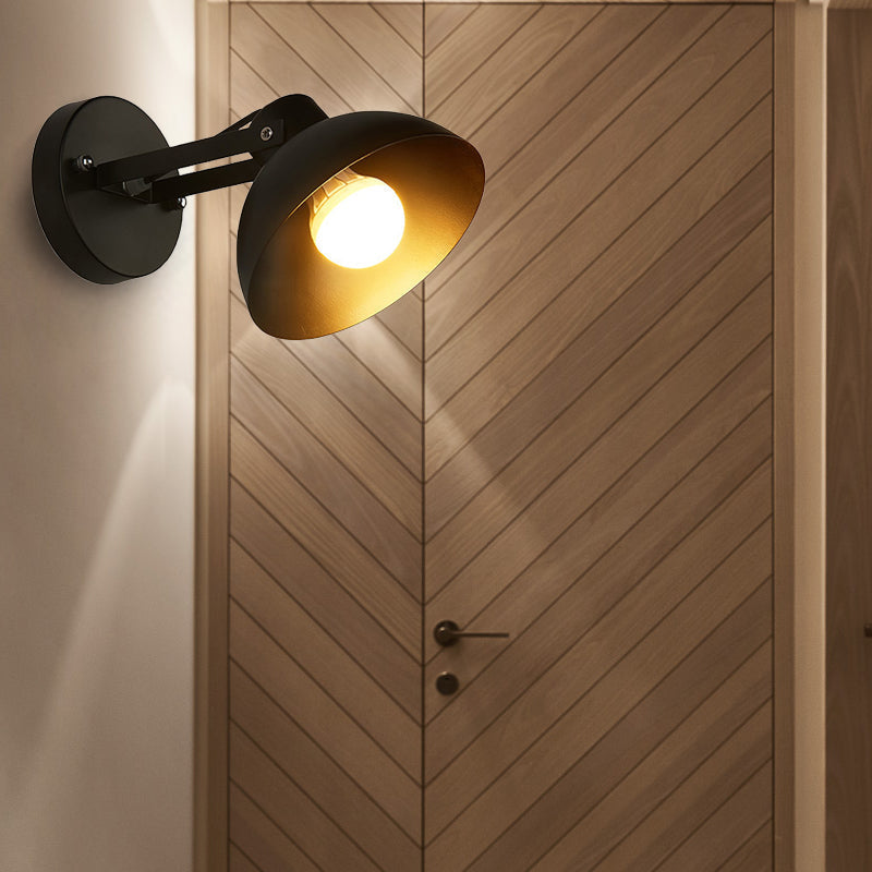 Applique da parete industriale in metallo nero con cupola – 1 luce