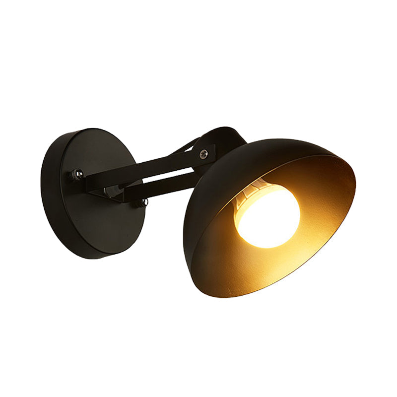 Applique da parete industriale in metallo nero con cupola – 1 luce