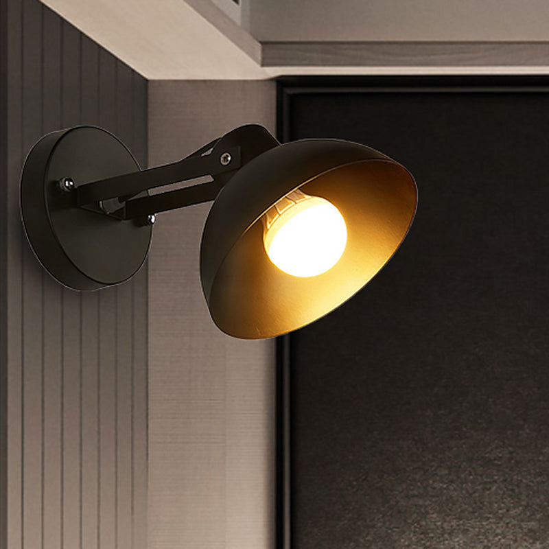 Applique da parete industriale in metallo nero con cupola – 1 luce