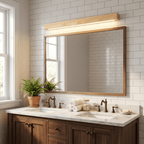Applique lineare in legno con luce sottile
