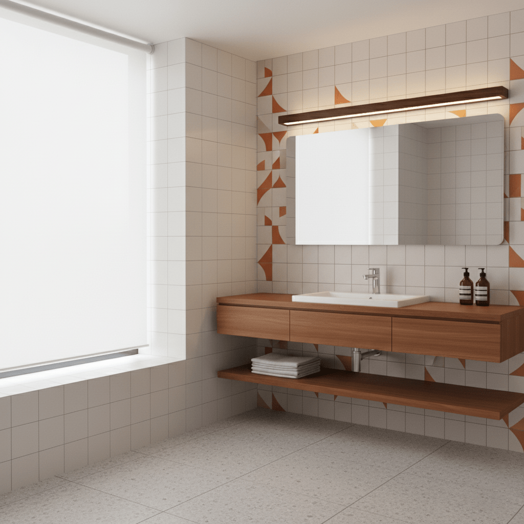 Applique lineare in legno con luce sottile