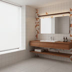 Applique lineare in legno con luce sottile
