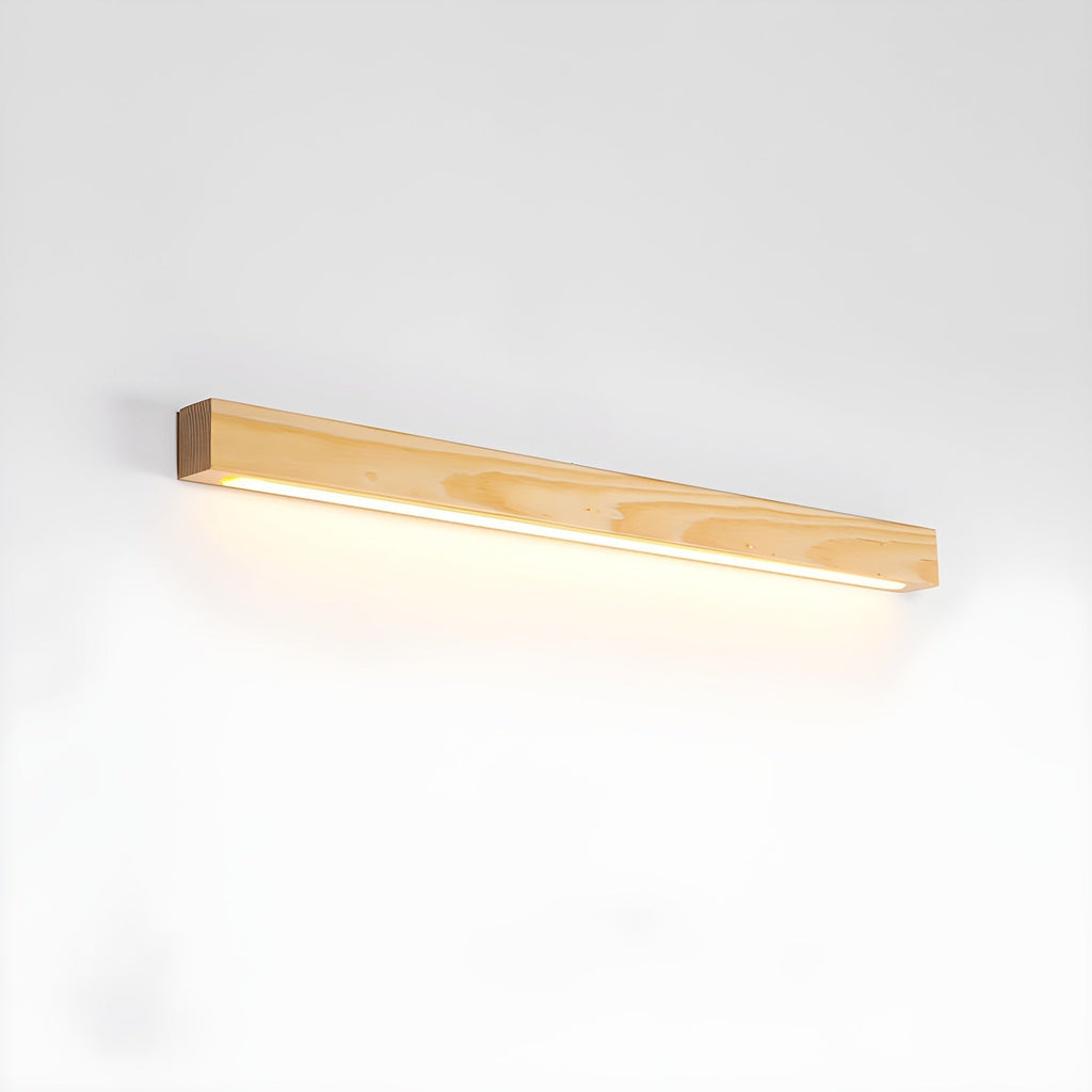 Applique lineare in legno con luce sottile