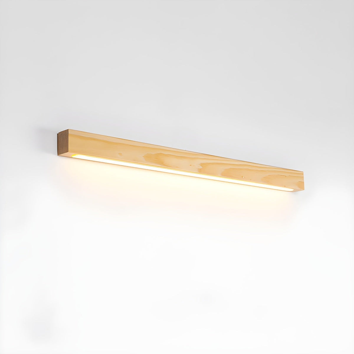 Applique lineare in legno con luce sottile