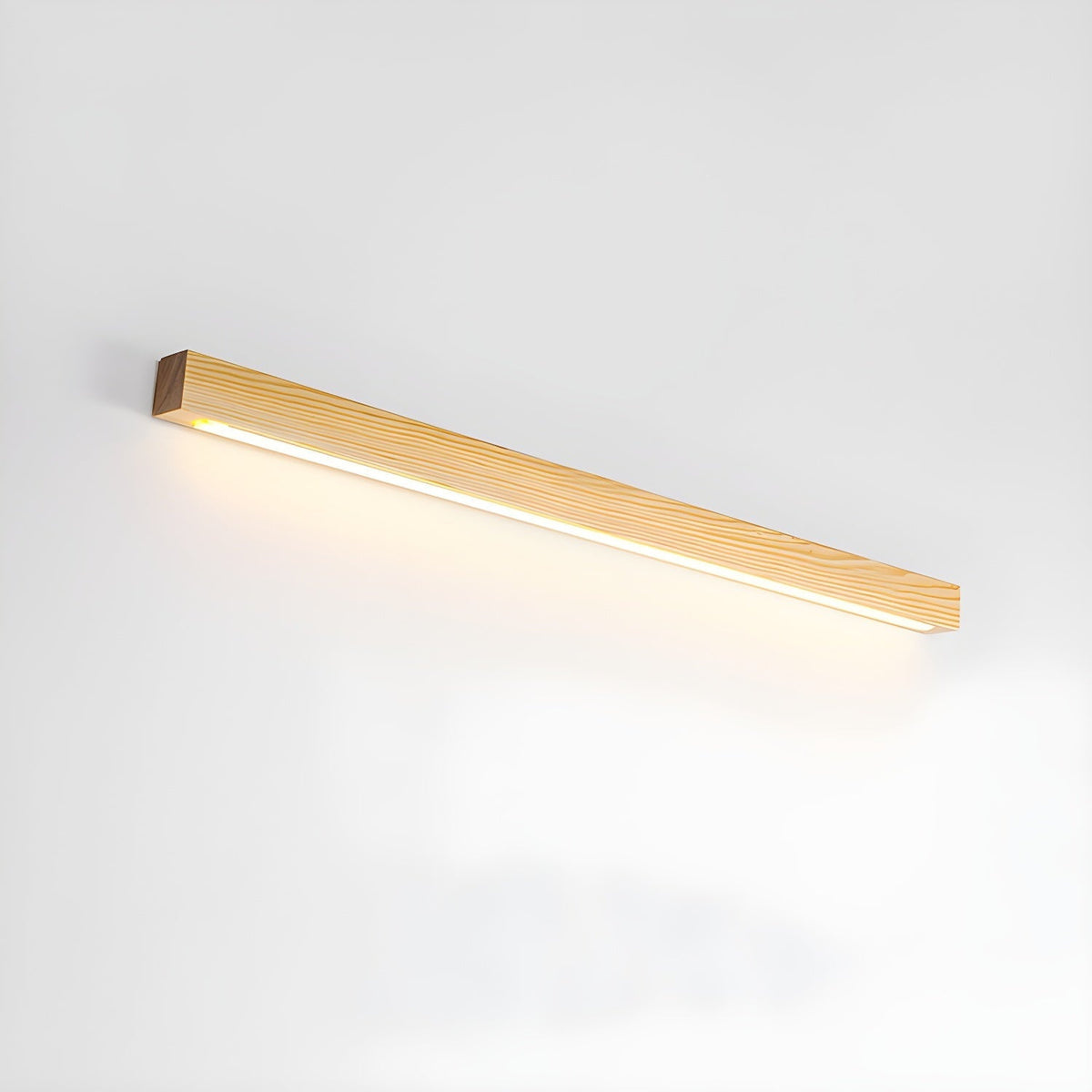Applique lineare in legno con luce sottile