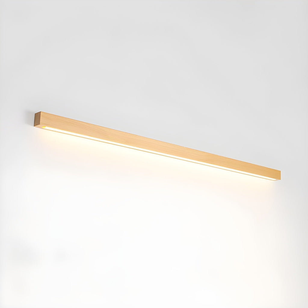 Applique lineare in legno con luce sottile