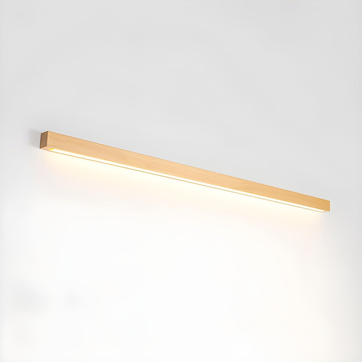 Applique lineare in legno con luce sottile