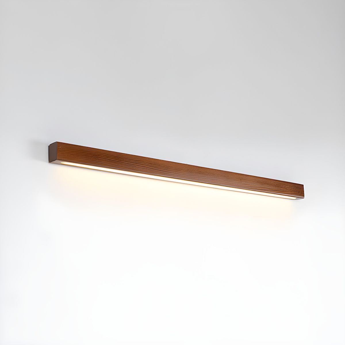 Applique lineare in legno con luce sottile