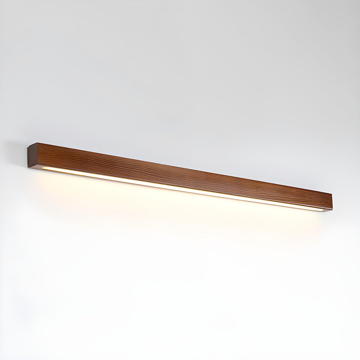 Applique lineare in legno con luce sottile