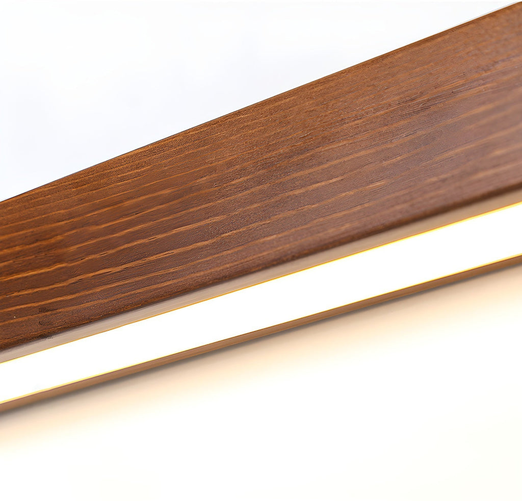 Applique lineare in legno con luce sottile