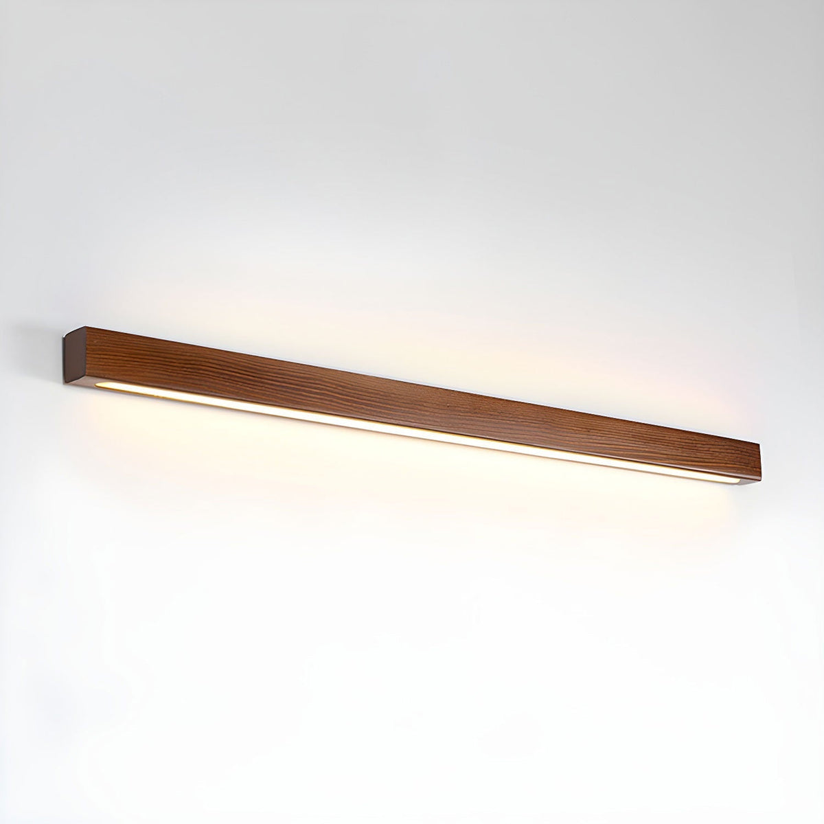 Applique lineare in legno con luce sottile