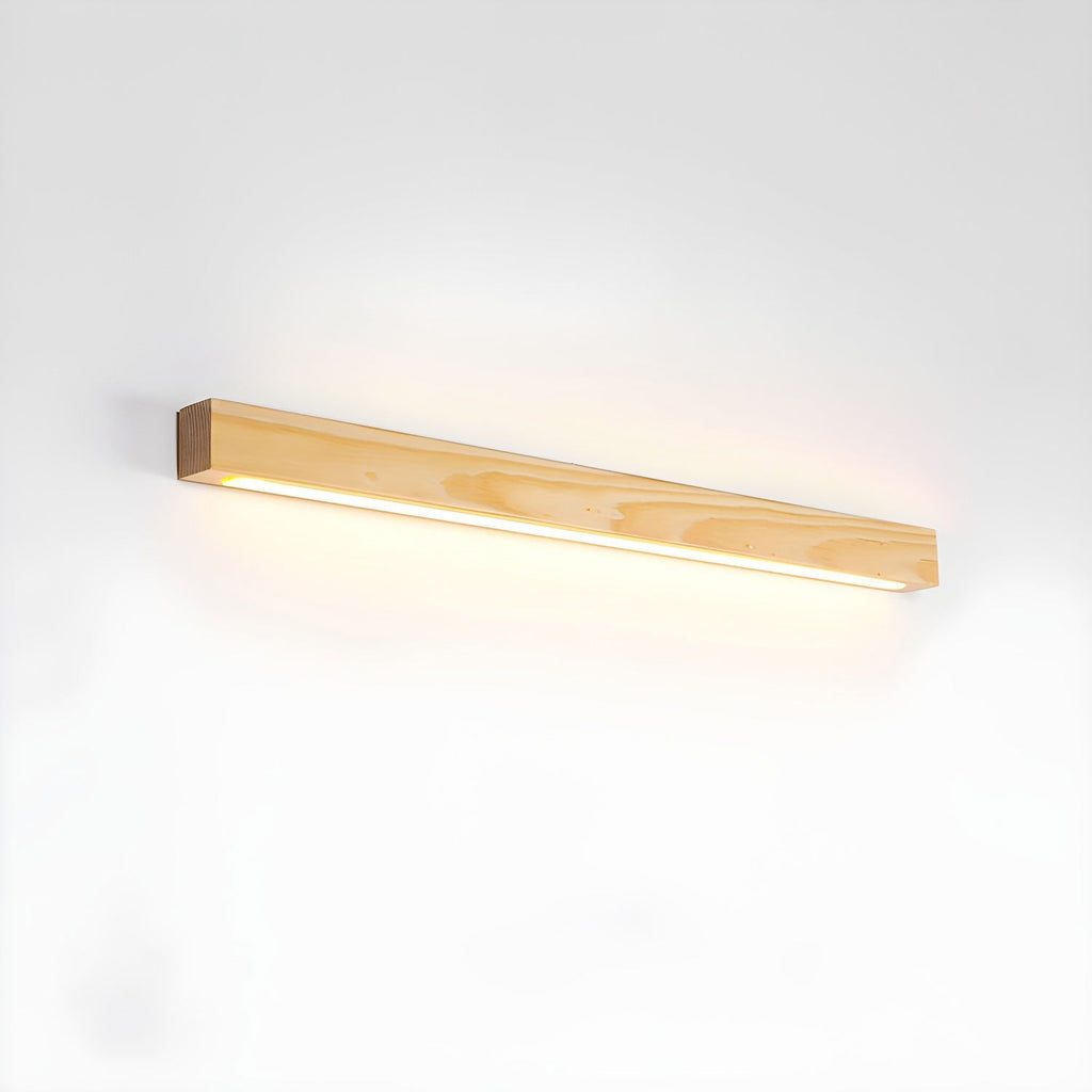 Applique lineare in legno con luce sottile